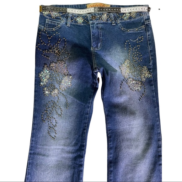 Retro embellished bell bottom Jeans size 44 - Picture 3 of 9
